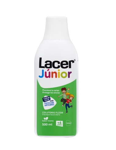 Lacer Fluor junior Diario 0,05 Enjuague Bucal Sabor a Menta, 500 ml