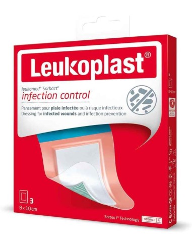 LEUKOPLAST Leukomed Sorbact Apósitos Adhesivos 8x10 cm 3 Unidades