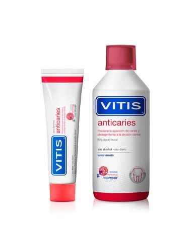 VITIS Pack Anticaries Pasta 100 ml + Colutorio 500 ml