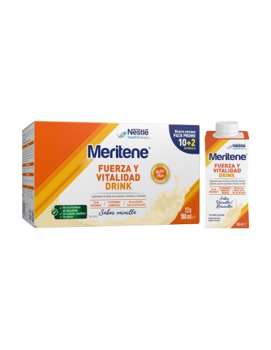 MERITENE Drink Fuerza y Vitalidad 12x180 ml Sabor Vainilla