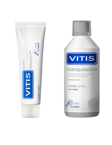 Vitis Pack Pasta Dentífrica Blanqueadora + Colutorio, 100 ml + 500 ml