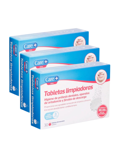 CARE+ Pack Tabletas Limpiadoras 3x30 Tabletas Efervescentes