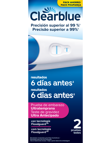 CLEARBLUE Test Embarazo Ultratemprano Analógico, 2 Unidades