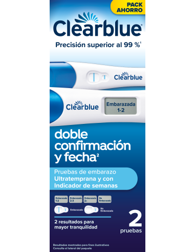 CLEARBLUE Test de Embarazo Ultratemprano con Indicador de Semanas, 2 Unidades