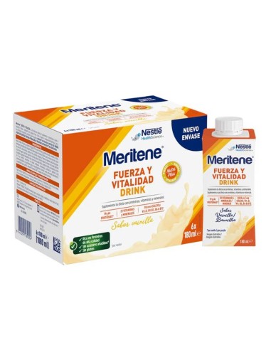 MERITENE Drink Fuerza y Vitalidad 6x180 ml Sabor Vainilla