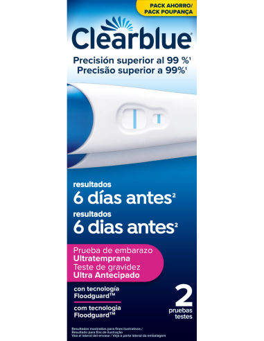 CLEARBLUE Test Embarazo Ultratemprano Analógico, 2 Unidades