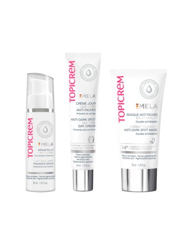 TOPICREM Pack Mela Rutina Antimanchas Serum 30 ml + Crema 40 ml + Mascarilla 50 ml