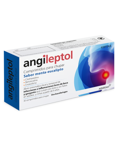 ANGILEPTOL 30 Comprimidos para Chupar Sabor Menta-Eucalipto