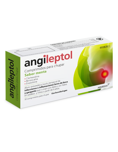 ANGILEPTOL 30 Comprimidos para Chupar Sabor Menta