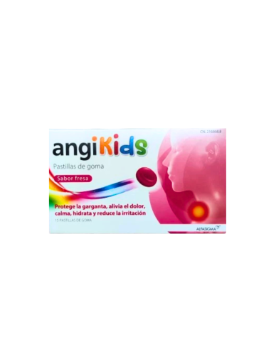 ANGIKIDS Garganta 15 Pastillas de Goma Sabor Fresa