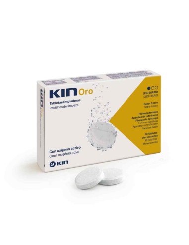 Kin Oro Tabletas Limpiadoras 30 Unidades – Higiene bucal avanzada y protección para encías y dientes