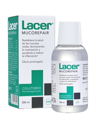 LACER Mucorepair Colutorio 200 ml – Solución bucal reparadora para encías y mucosas, ideal para la higiene oral diaria