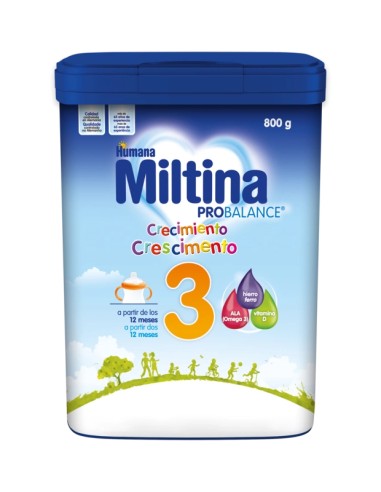 Miltina Probalance 3 Leche de Crecimiento 800g – Leche infantil para el desarrollo de niños, con nutrientes esenciales