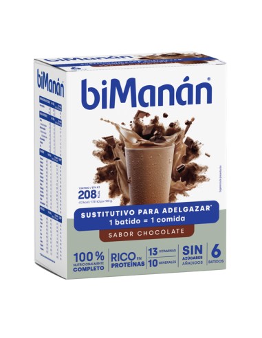 Bimanan Duplo Batido Sustitutivo Sabor Chocolate 2x300g – Batido sustitutivo de comida para adelgazar