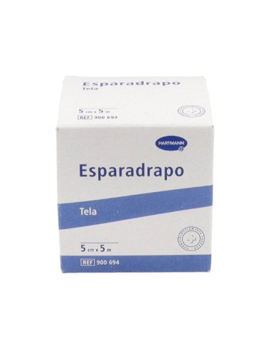 HARTMANN Esparadrapo Tela 5 cm x 5 m – Esparadrapo resistente y suave para fijación segura en heridas y apósitos