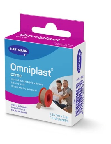 Omniplast Carne Esparadrapo de Tejido Adhesivo 1,25 cm x 5 m