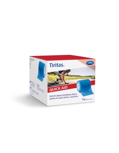 Tiritas Quick Aid Venda de Espuma Autoadhesiva Elástica Azul 6 cm x 2 m – Venda elástica y autoadhesiva para heridas y lesiones