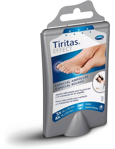 Tiritas Effect Especial Ampollas 3 Unidades 45x76 mm y 4 Unidades 19x55 mm – Tiritas para ampollas, protección eficaz y rápida