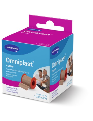 Omniplast Carne Esparadrapo de Tejido Adhesivo 5 cm x 5 m