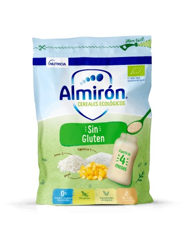 ALMIRON Cereales Ecológicos Sin Gluten 200g – Papilla orgánica para bebés, fácil digestión y sin azúcares añadidos