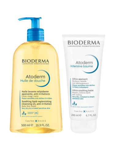 BIODERMA Pack Atoderm Huile de Douche 500 ml + Intensive Baume 200 ml