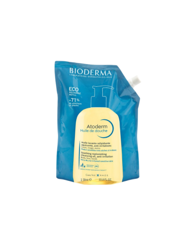 BIODERMA Recarga Atoderm Huile de Douche 1L Aceite de Ducha Hidratante para Piel Seca y Sensible