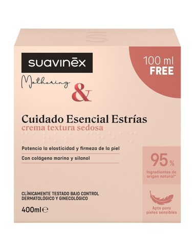 SUAVINEX Cuidado Esencial Estrías Crema 400 ml Hidratante para Prevenir y Reducir Estrías en Embarazo y Postparto