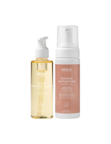 Segle Set Doble Limpieza 2x150 ml con Aceite Desmaquillante y Espuma Limpiadora para Piel Suave e Hidratada