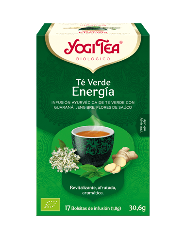 Yogi Tea Té Verde Energía 17 Bolsitas de Infusión con Hierbas Naturales para un Impulso de Vitalidad Diaria