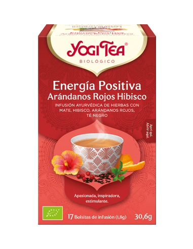 Yogi Tea Energía Positiva Arándanos Rojos Hibisco 17 Bolsitas de Infusión con Sabor Frutal para Vitalidad y Buen Ánimo