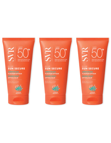 SVR Pack Sun Secure Blur SPF50+ 3x50 ml por el Precio de 2 Crema Solar Facial con Efecto Difuminador y Alta Protección