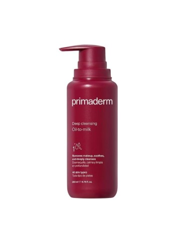 Primaderm Aceite Deep Cleansing Oil-to-milk 200ml desmaquilla, calma y limpia en profundidad todo tipo de pieles